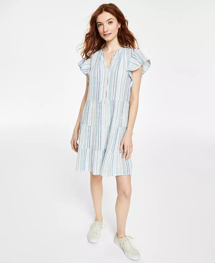 Tiered Flutter Sleeve Dress