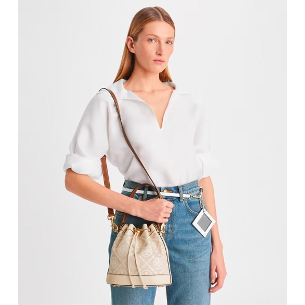 Tory Burch Leather-trimmed Bucket Bag