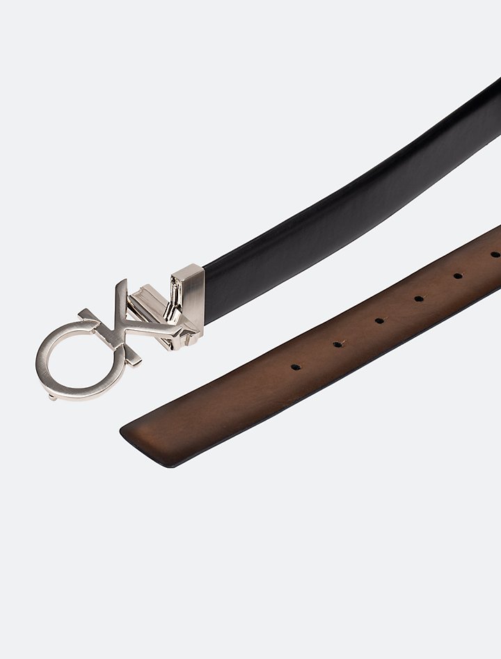 Calvin Klein Women's Reversible Monogram Buckle Belt - Black, Brown