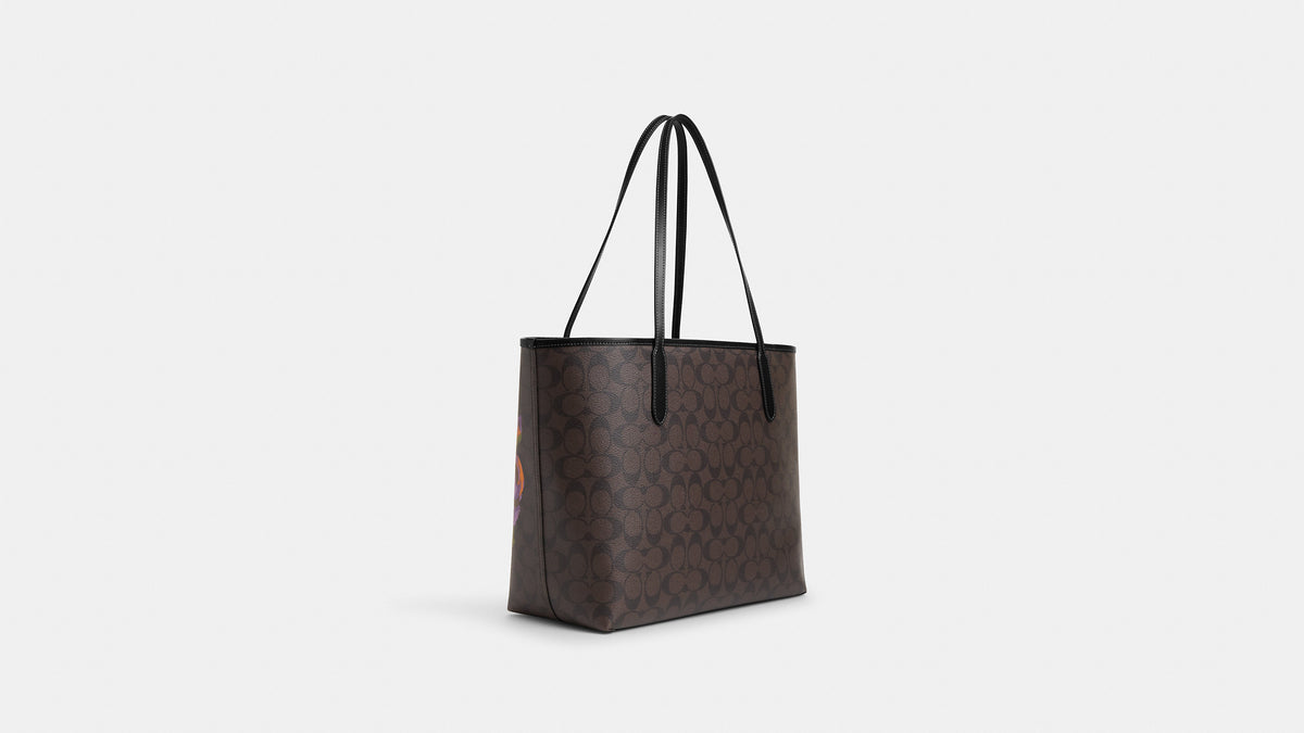 Coach- City Tote In Signature Canvas (Im/Brown/Dark Magenta) – Amreki