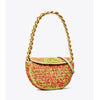 Tory Burch- Mini Fleming Soft Crochet Crescent Bag (Exotic Red / Green Citrine)