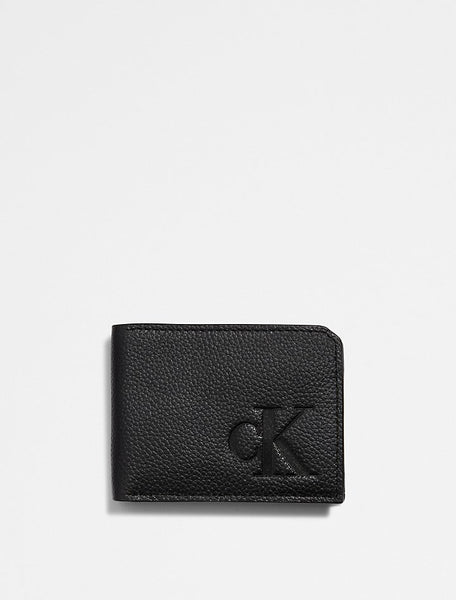 Calvin Klein Men's Pebble Leather Slim Bifold Wallet - Grey